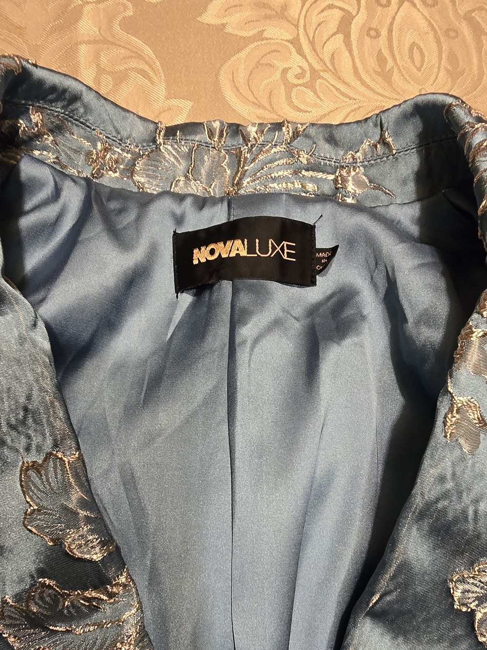 Novaluxe Blue Floral Brocade Blazer - Picture 5 of 5